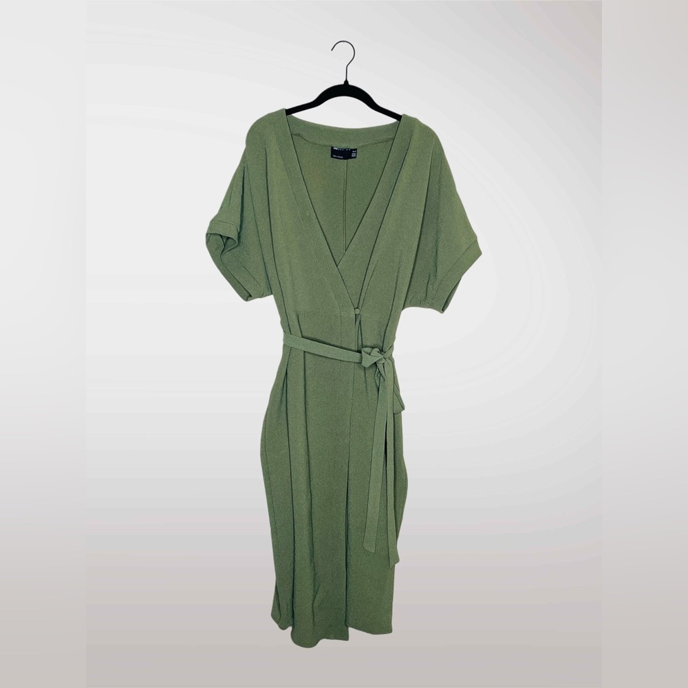 ASOS DESIGN Curve Wrap Midi Dress Olive Green Size US 14 / UK 18